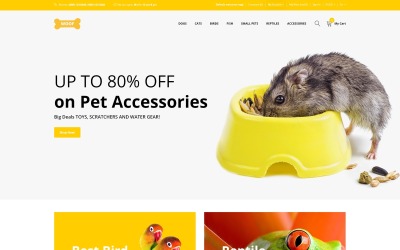 Woof - Modello OpenCart per negozio online di prodotti per animali domestici semplice