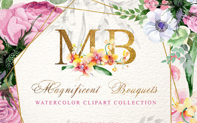 Ilustrace "Magnificent Bouquets Watercolor PNG" #74227