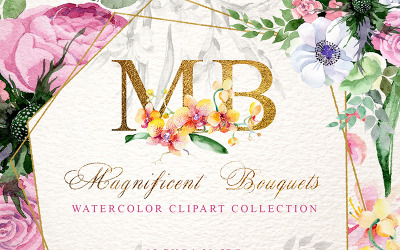 Magnificent Bouquets Watercolor PNG - Illustration