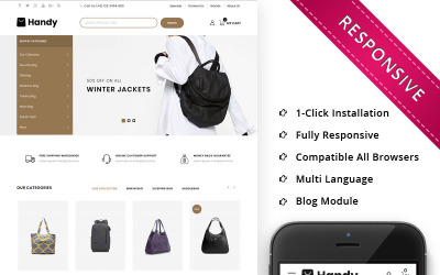 Адаптивный OpenCart шаблон Handy Leather Market
