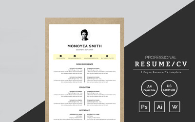 Monoyea Smith Designer &amp;amp; Developer CV-sjabloon