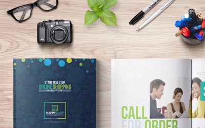 Dubbelfold broschyr för e-handel och onlinebutik - mall för företagsidentitet