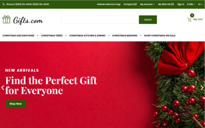 Gifts.com - Modelo OpenCart da loja de presentes de Natal