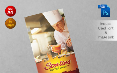 Tri-Fold Food Menu PSD - Huisstijlsjabloon
