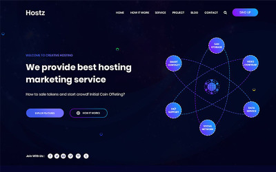 Modello di Landing Page Bootstrap #75176 "Hostz - Hosting HTML5"