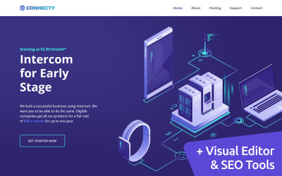 Moto CMS 3 šablona "Connecty - Hosting Moto CMS 3 Template" #75177