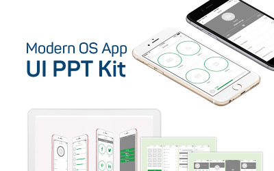 Modern OS App UI PPT Kit PowerPoint sablon