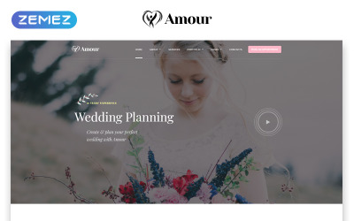 Amour - Esküvői többoldalas tiszta Bootstrap HTML webhelysablon