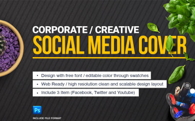 Conception de la couverture (Facebook, Twitter et YouTube) Modèle de médias sociaux