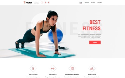 Modello di Landing Page Responsive #75656 "Profit - Sport One Page Minimal Bootstrap4 HTML"