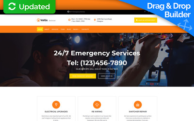 Moto CMS 3 Template namens "Voltix - Electrical Services" #75646