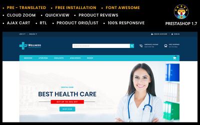 Reszponzív Wellness Medicine & Sanitizer Store PrestaShop Theme PrestaShop sablon 75644