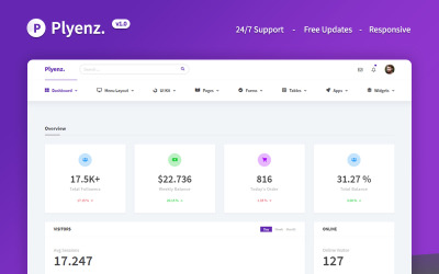 Plyenz - Responsive Dark/Light Admin Template