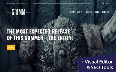 GRIMM - Game Development Studio Moto CMS 3 Template