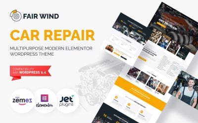 Fair Wind - Tema WordPress Elementor moderno para conserto de carros