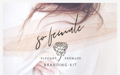 Kit de branding feminino + logotipo de aquarela