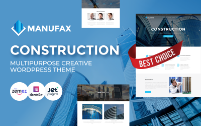 Manufax - строительная многоцелевая креативная тема WordPress Elementor