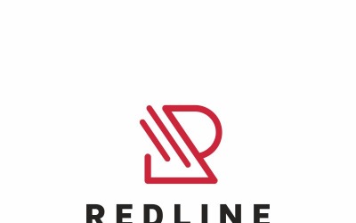 Red Line R Letter Logo Template