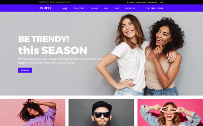 "Jsuits - Clothing Multicurrency Fancy" - адаптивний Shopify шаблон №76138