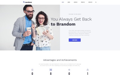 Brandom - Tema Elementor minimalista de WordPress multipropósito para agencias de publicidad