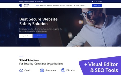 Moto CMS 3 šablona "Shield - Cyber Security Moto CMS 3 Template" #76279