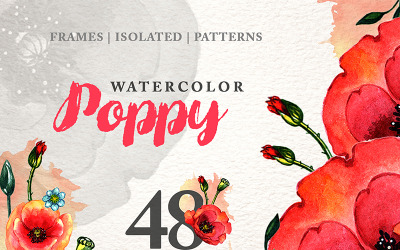 POPPY aquarel rode Png - illustratie