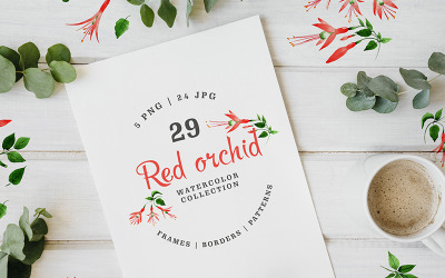 Red Orchid Watercolor Png - Illustration