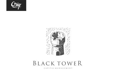 Modèle de logo de tour noire