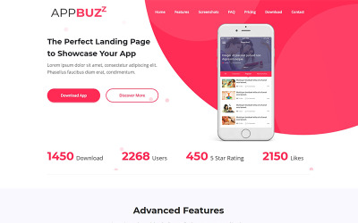Modelo de página de destino do Appbuzz