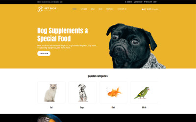 Responzivní Shopify motiv "Pet Shop - Animals Bright Shopify Theme" #76328