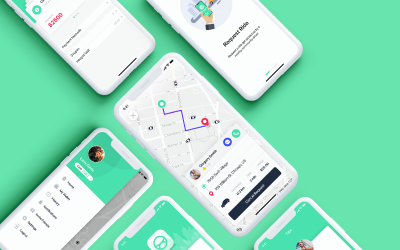 Elementy UI Taxi Booking App UI Kit #76437