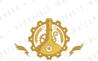Steampunk Brewery Logo šablona