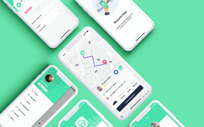 "Taxi Booking App UI Kit" UI Elementen №76437