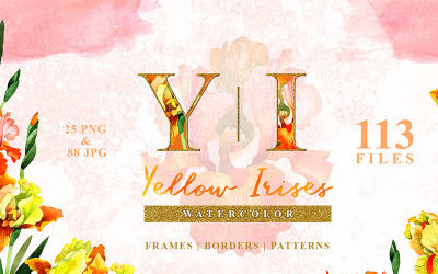 Yellow Irises Watercolor Png - Illustration