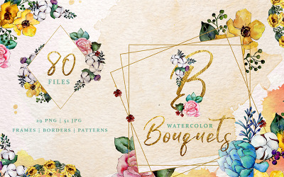 Bouquets Yellow Watercolor Png - Illustration