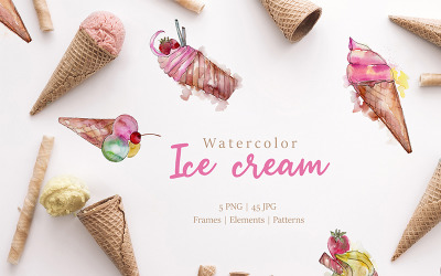 Ice - Cream Watercolor Png - Illustration