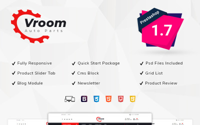 Modello PrestaShop Responsive #76535 "Vroom -Auto Parts Store"