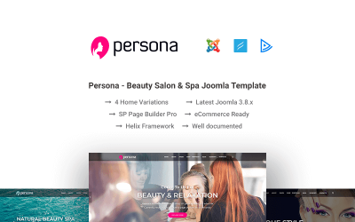 "Persona- Beauty Salon & Spa" Responsive Joomla Template №76508