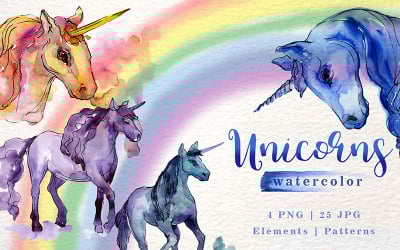 Unicorn Watercolor Png - Illustration