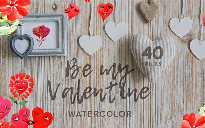 Valentine&#039;s Hearts Watercolor Png - Illustration
