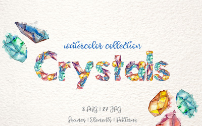 "Crystals Watercolor Lilac Сolor png" Illustration №76654