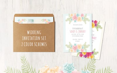 Floral Wedding 13 Cards Set - Corporate Identity Template