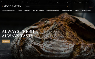 Good Bakery - Modello OpenCart moderno per negozio di prodotti da forno