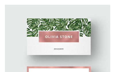 Monstera &amp; Rosegold Business Card - Corporate Identity Template