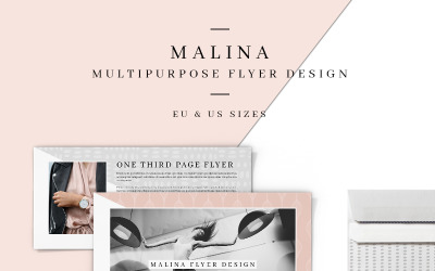 MALINA One Third Page Flyer + Pattern - Corporate Identity Template