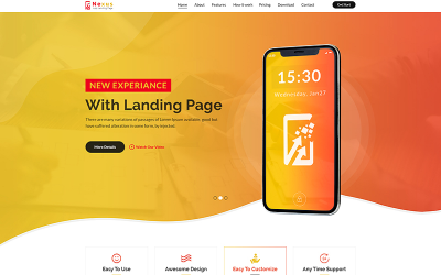 Nexus App Landing Page Template Photoshop №76772