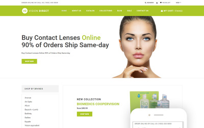 Vision Direct - Tema Shopify simples e fácil de navegar das lentes de contato