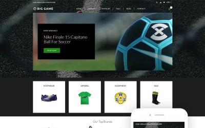 Big Game - Tema Shopify moderno per negozio di calcio
