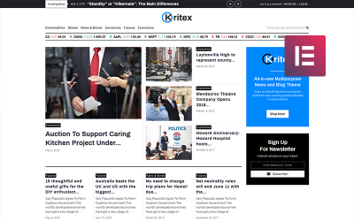 Kritex - Blog de noticias corporativas Tema moderno de Elementor para WordPress