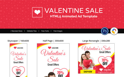 Banner animado de compras de venta de San Valentín